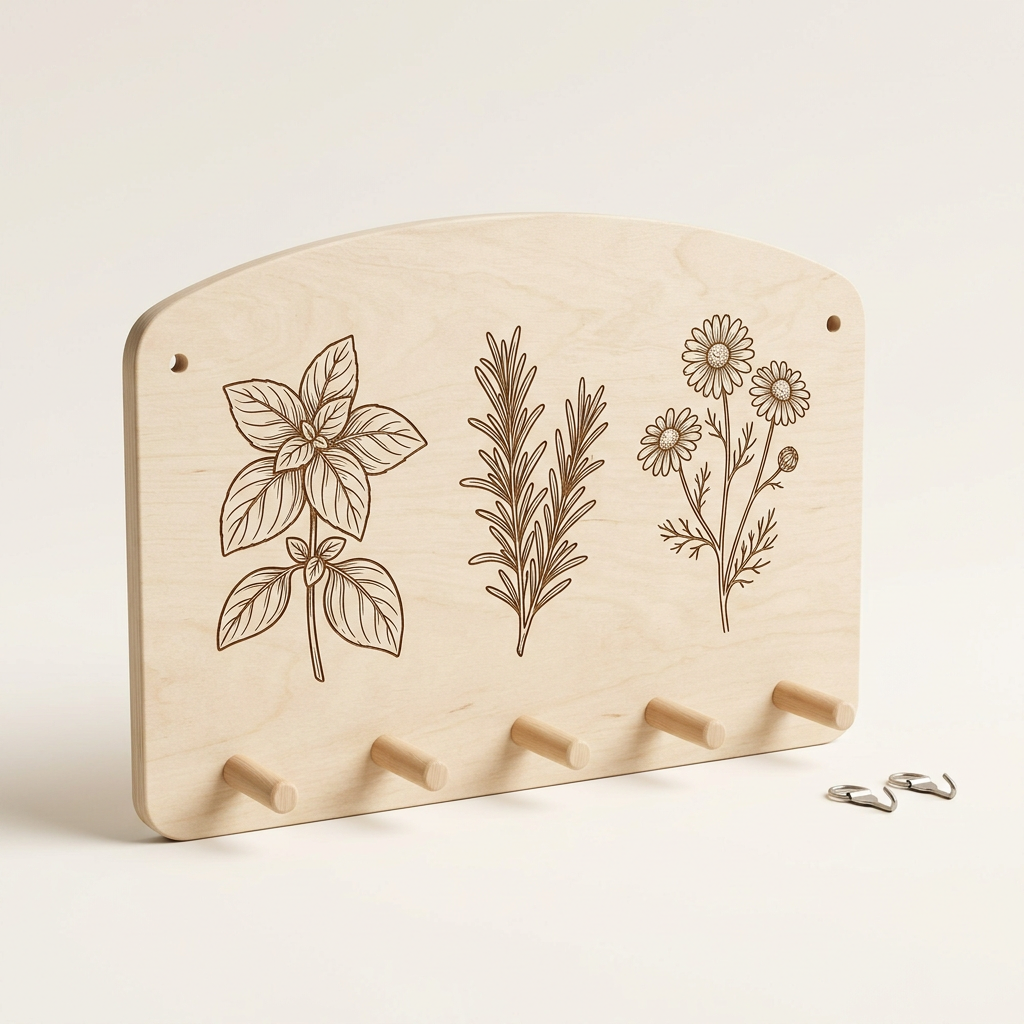 Herb Drying Rack with Plant Illustrations